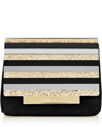 White and Black Suede Clutch