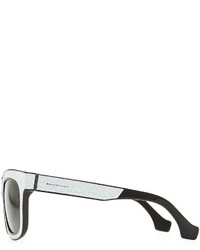 Balenciaga Cracked Square Sunglasses Whiteblack