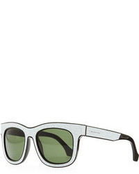 Balenciaga Cracked Square Sunglasses Whiteblack