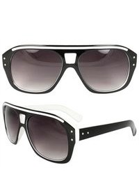 MLC Eyewear Shield Fashion Sunglasses Black White Frame Purple Black Lenses For And