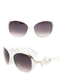 Overstock 1147 White Plastic Round Sunglasses
