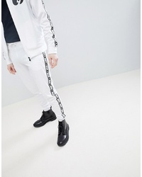 Money Stripe Tricot Track Pant In White With Contrast