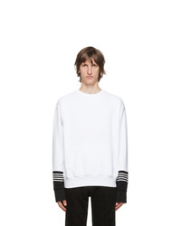 Neil Barrett White Front Pocket Stripe Sweatshirt