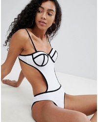 Amy Lynn Cut Out Monochrome Cupped Swimsuit Black