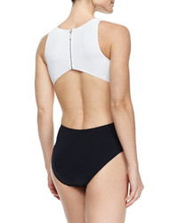 Michael Kors Michl Kors Collection Two Tone Open Back Maillot Swimsuit