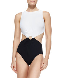Michael Kors Michl Kors Collection Two Tone Open Back Maillot Swimsuit