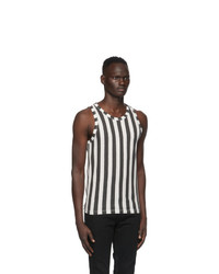 Saint Laurent Black And Off White Striped Tank Top