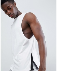 ASOS DESIGN Vest With Dropped Armhole And Contrast Side Splits In White