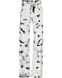 White and Black Tie-Dye Jeans