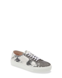 White and Black Tie-Dye Low Top Sneakers