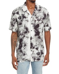 PacSun Levey White Crystal Short Sleeve Button Up Camp Shirt