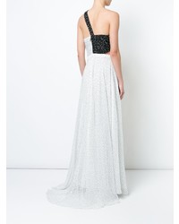 Prabal Gurung One Shoulder Pleated Combo Gown