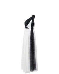 Prabal Gurung One Shoulder Pleated Combo Gown
