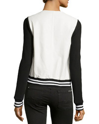 Townsen Varsity Style Leather Combo Jacket Whiteblack