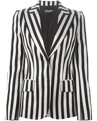 White and Black Vertical Striped Blazer