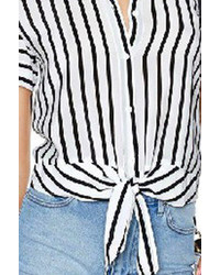 Striped Self Tie Shirt
