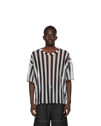 Sunnei Black And White Striped Over T Shirt