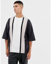 ASOS DESIGN Oversized T Shirt With Half Sleeve And Vertical Colour Block