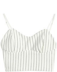 White and Black Vertical Striped Cropped Top