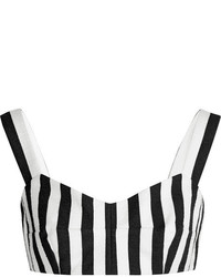Dolce & Gabbana Cropped Striped Woven Cotton Blend Top