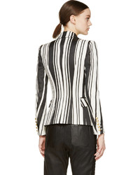 Balmain Black White Striped Blazer
