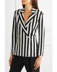 Norma Kamali Double Breasted Striped Stretch Jersey Blazer