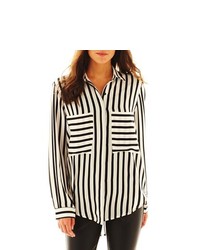jcpenney black and white striped shirt