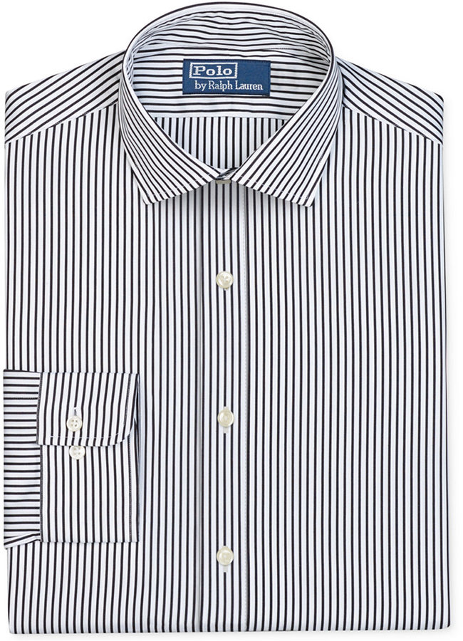 polo ralph lauren black and white striped dress shirt