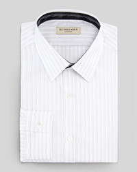 Burberry Contrast Trim Striped Dress Shirt