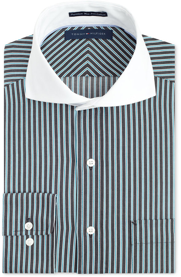 Hilfiger Non Striped Dress Shirt, $79 | Macy's | Lookastic