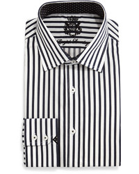 English Laundry Striped Woven Dress Shirt Blackwhite