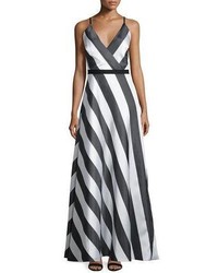 Phoebe Couture Sleeveless A Line Striped Dress Blackmulti