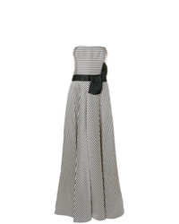 Halston Heritage Striped Strapless Gown