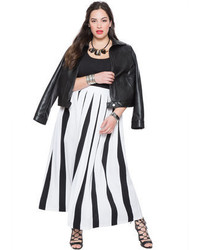 ELOQUII Plus Size Studio Pleated Stripe Skirt