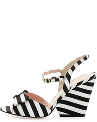 Kate Spade New York Imari Striped Grosgrain Sandal Blackwhite