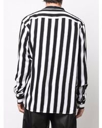 Balmain Logo Patch Striped Crossover V Neck Shirt