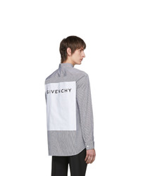 Givenchy White And Black Logo Patch Stripe Shirt
