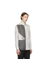 Givenchy White And Black Silk Graphic Printed Shirt
