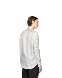Givenchy White And Black Silk Graphic Printed Shirt