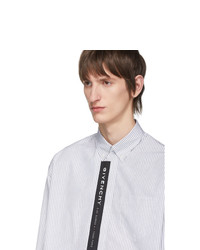 Givenchy White And Black Striped Logo Shirt