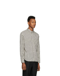 AMI Alexandre Mattiussi White And Black Striped Summer Fit Shirt