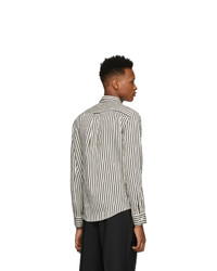 AMI Alexandre Mattiussi White And Black Striped Summer Fit Shirt
