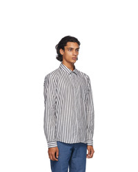 A.P.C. White And Grey Striped Anton Shirt