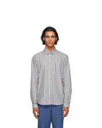 A.P.C. White And Grey Striped Anton Shirt