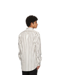 Schnaydermans White And Khaki Striped Oversize Shirt