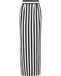 White and Black Vertical Striped Maxi Skirt