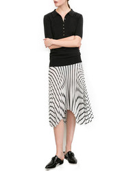 ChicNova Black White Stripe Skirt With Irregular Hem