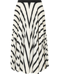 Vanessa Bruno Fadia Pleated Striped Crepe Midi Skirt