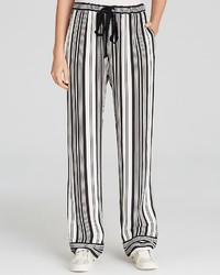 White and Black Vertical Striped Pajama Pants