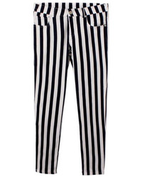 White and Black Vertical Striped Pants